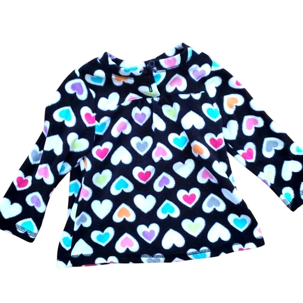 Jumping Beans Girls‎ Fleece Heart Black Pullover Top Size 18M